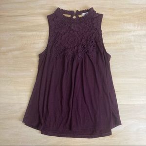 Altar’d State Burgundy Top w/ Lace Detail